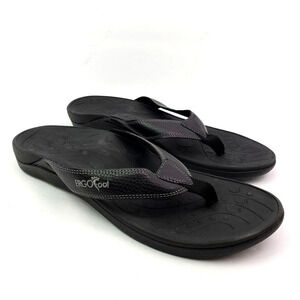 ERGOfoot Ortho Mens Size 12 Black Slip On Arch Support Thong Flip Flop Sandals